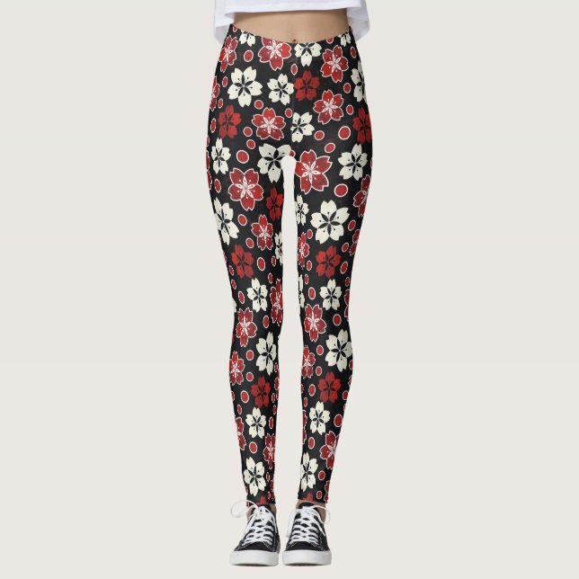 Kirschblüten-Muster-Leggings Leggings (Vorderseite)