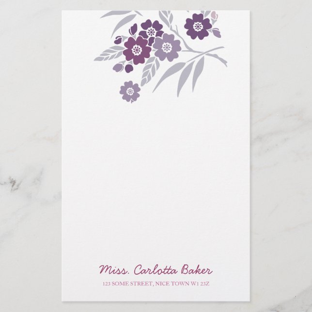 Kirschblüten-persönliches Briefpapier (Vorderseite)