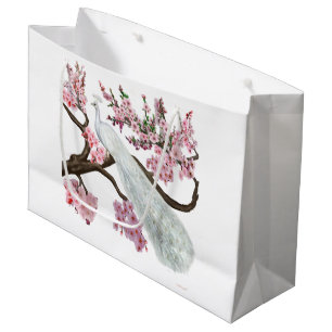 Kirschblüten-Pfau Große Geschenktüte