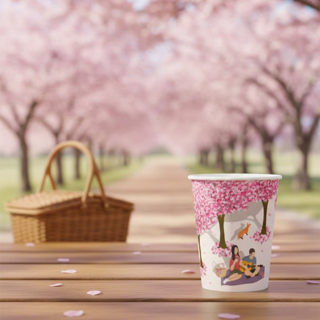 Kirschblüten Picknick Pappbecher (Von Creator hochgeladen)