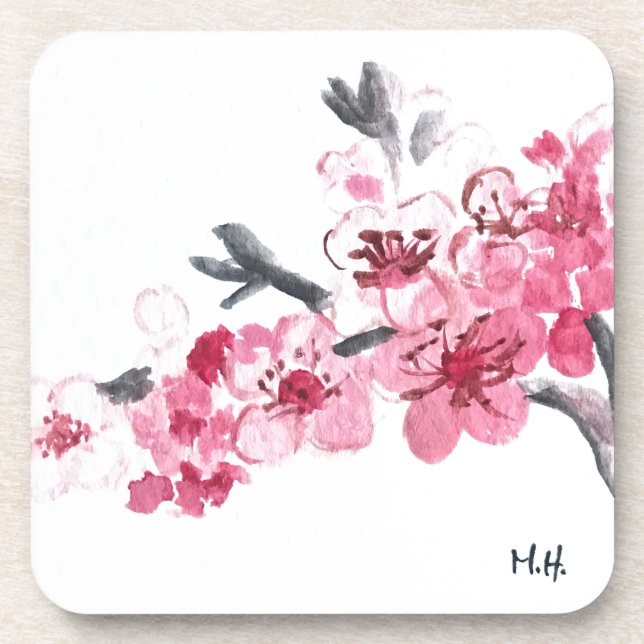 Kirschblüten rosa Blume Untersetzer (Vorderseite)