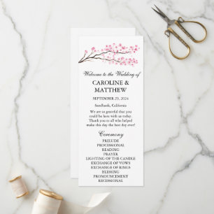 Kirschblüten-Rosa-Blumen-Aquarell-Hochzeit Programm