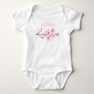 Kirschblüten-Rosa-Blumen-Sakura-Name Baby Strampler