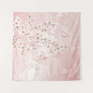 Kirschblüten-Rosa-Blüten-Vintage Wandteppich