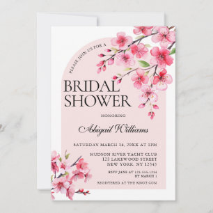 KIRSCHBLÜTEN-ROSA-BOGEN-WATERCOLOR-HOCHZEITSPAAR-E EINLADUNG