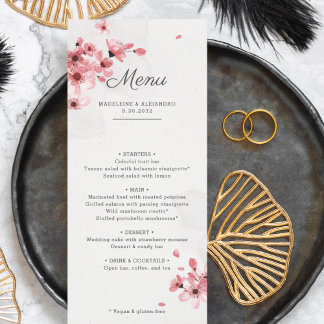 Kirschblüten Rosa romantische Hochzeitskarte Menükarte
