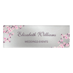 Kirschblüten Rosa Silber Namenschild