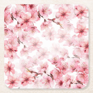 Kirschblüten Rosa Weiß Custom Rechteckiger Pappuntersetzer
