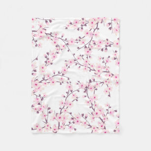 Kirschblüten Rosa Weiß Fleecedecke