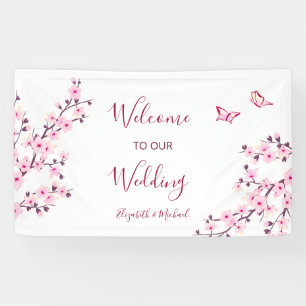 Kirschblüten Rosa Weiße Hochzeit Banner