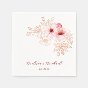 Kirschblüten-Rosa Weiße Hochzeit Serviette