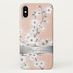 Kirschblüten-Rosen-Goldmonogramm Bling Case-Mate iPhone Hülle