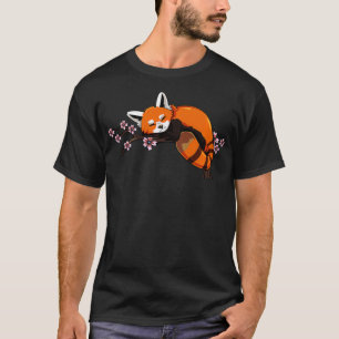 Kirschblüten Roter Panda Sakura-Blüten-Tier Kanji T-Shirt