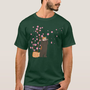 Kirschblüten Roter Panda Tier Japanische Sakura Fl T-Shirt