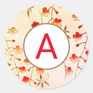 KIRSCHBLÜTEN-RUNDSTICKER MIT INDIVIDUELLER INITIAL RUNDER AUFKLEBER