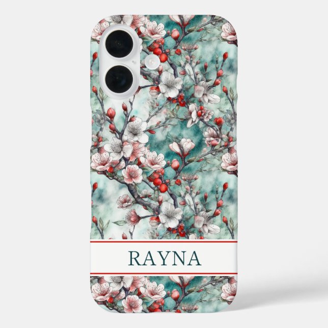 Kirschblüten Sakura Druck Monogramm Case-Mate iPhone Hülle (Rückseite)