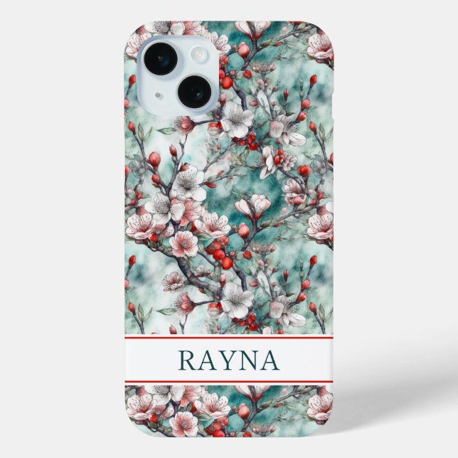 Kirschblüten Sakura Druck Monogramm Case-Mate iPhone Hülle (Rückseite)