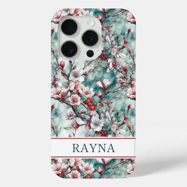 Kirschblüten Sakura Druck Monogramm Case-Mate iPhone Hülle (Rückseite)