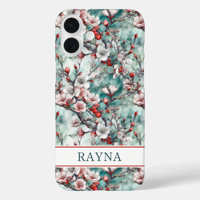 Kirschblüten Sakura Druck Monogrammiert Case-Mate iPhone Hülle (Rückseite)