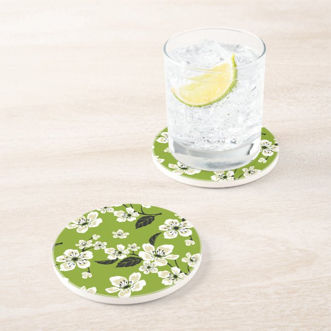 KIRSCHBLÜTEN - SAKURA (MATCHA-GRÜN) GETRÄNKEUNTERSETZER (Seite)