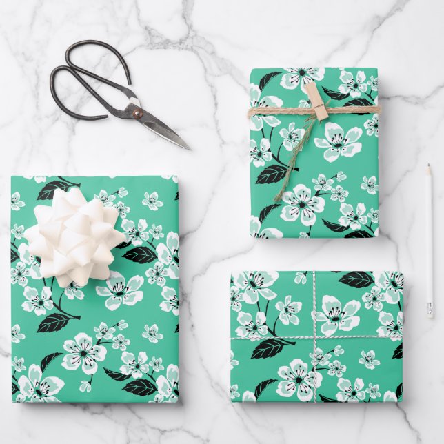 KIRSCHBLÜTEN - SAKURA (MINZE) GESCHENKPAPIER SET (Vorderseite)