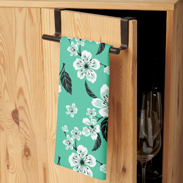 KIRSCHBLÜTEN - SAKURA (MINZE) GESCHIRRTUCH (Drittel gefaltet)