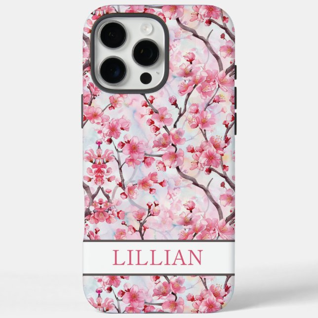 Kirschblüten Sakura Monogramm Case-Mate iPhone Hülle (Rückseite)