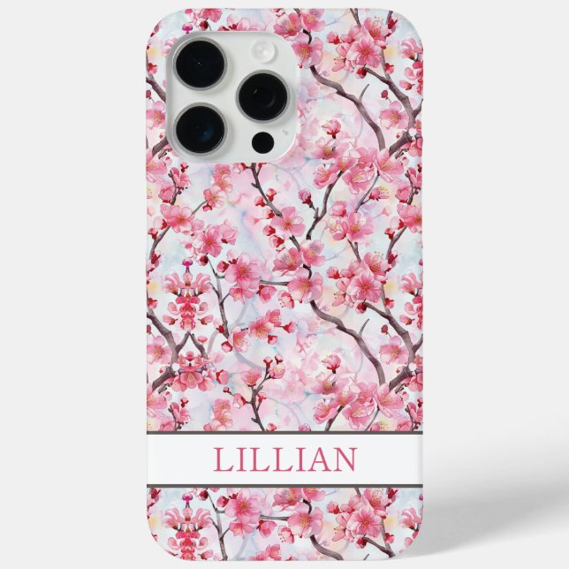 Kirschblüten Sakura Monogramm Case-Mate iPhone Hülle (Rückseite)