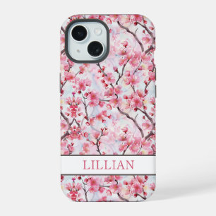 Kirschblüten Sakura monogrammiert iPhone 15 Hülle