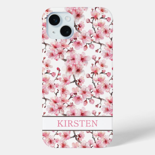 Kirschblüten Sakura Muster Monogramm Case-Mate iPhone Hülle (Rückseite)
