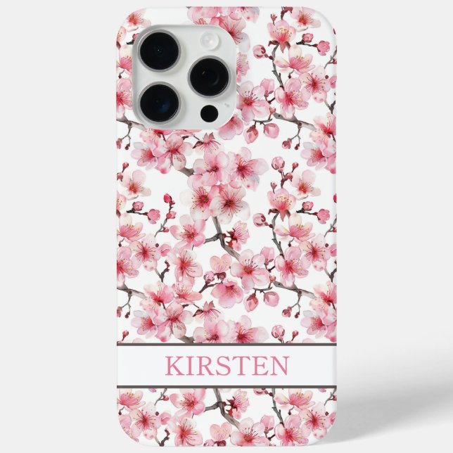 Kirschblüten Sakura Muster Monogramm Case-Mate iPhone Hülle (Rückseite)
