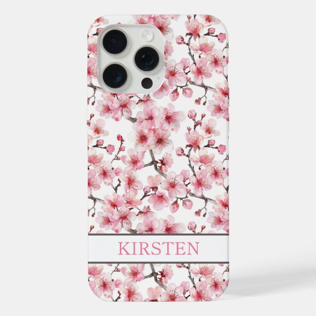 Kirschblüten Sakura Muster Monogramm iPhone Hülle (Rückseite)