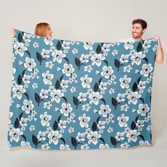 KIRSCHBLÜTEN - SAKURA (RAUCHBLAU) FLEECEDECKE (Beispiel)