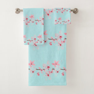 Kirschblüten Sakura Rosa Floral Japanisch Asien Badhandtuch Set