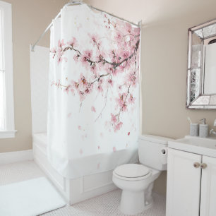 Kirschblüten Sakura Rosa Weiß Pastell Floral Duschvorhang