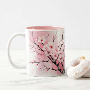 Kirschblüten-Sakura-Tasse Elegantes Rosa-Wasserc Zweifarbige Tasse