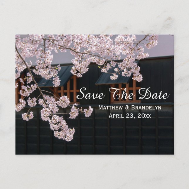 Kirschblüten Save the Date Hochzeitskarte Ankündigungspostkarte (Vorderseite)