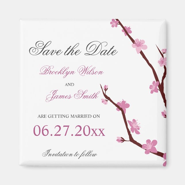 Kirschblüten Save The Date Magnete (Vorne)