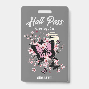 Kirschblüten-Schmetterlinge-Hall-Pass-Abzeichen Ausweis