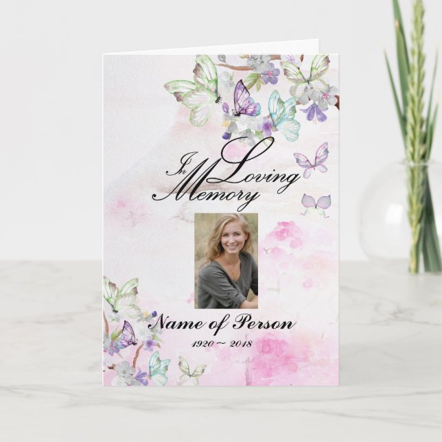 Kirschblüten-Schmetterlings-Begräbnis-Programm Programm (Vorderseite)