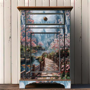Kirschblüten-Schutzgebiet Japanischer Bergbach Seidenpapier