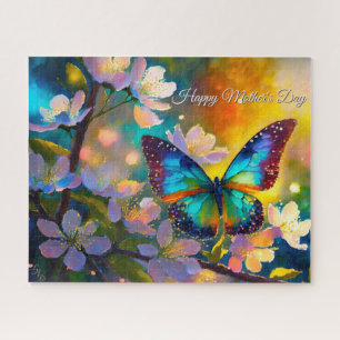 Kirschblüten-Sonnenaufgang Muttertags-Schmetterlin Puzzle