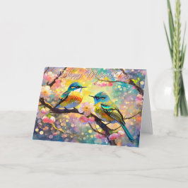 Kirschblüten-Sonnenaufgang Muttertags-Singvögel Karte