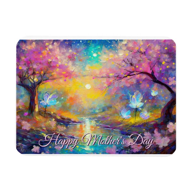 Kirschblüten-Sonnenaufgang-Muttertags-Stream Magnet (Horizontal)