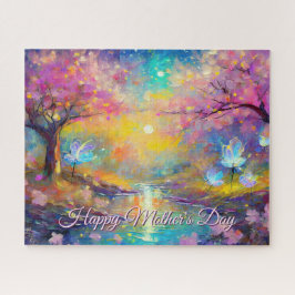 Kirschblüten-Sonnenaufgang Muttertags-Stream Puzzle