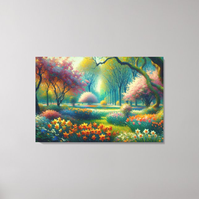 Kirschblüten Springtime Impressionist Abstrakt Leinwanddruck (Vorderseite)