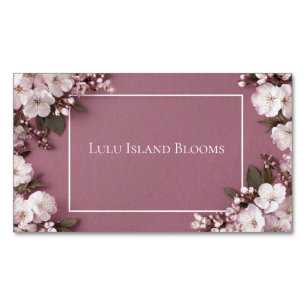 Kirschblüten Staubige Rose Floral Weißer Rahmen Magnetische Visitenkarte