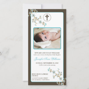 Kirschblüten Taufankündigung (aqua)