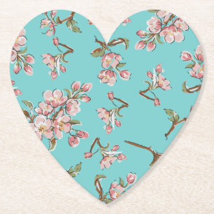 Kirschblüten-Teal-Retro-Vintage-Baby-Party Untersetzer