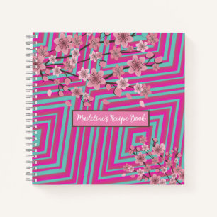 Kirschblüten-Trippy-Verlauf-Gestreifte Rosa Rezept Notizbuch